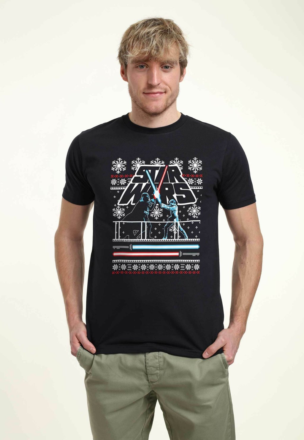 

Футболка с принтом STAR WARS: CLASSIC HOLIDAY FACE OFF UGLY SWEATER UNISEX Star Wars, темно-синий