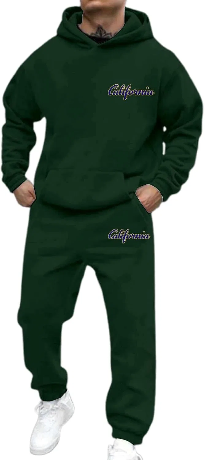 Мужской спортивный костюм из 2 предметов, трикотажный, A02-green