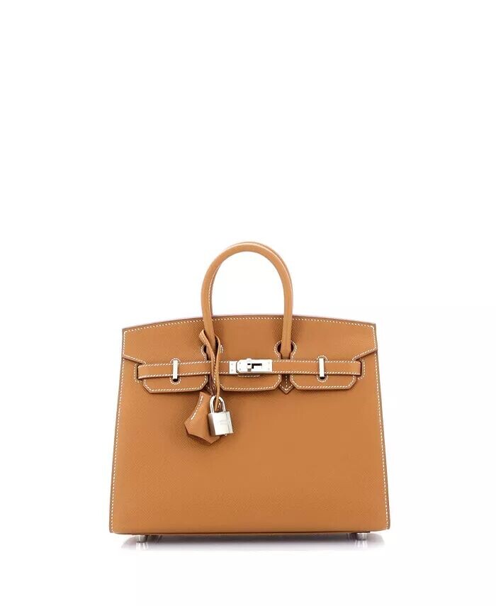 

Сумка Birkin 25 коричневая Epsom с палладиевой фурнитурой Pre-Owned HERMÉS, золотой