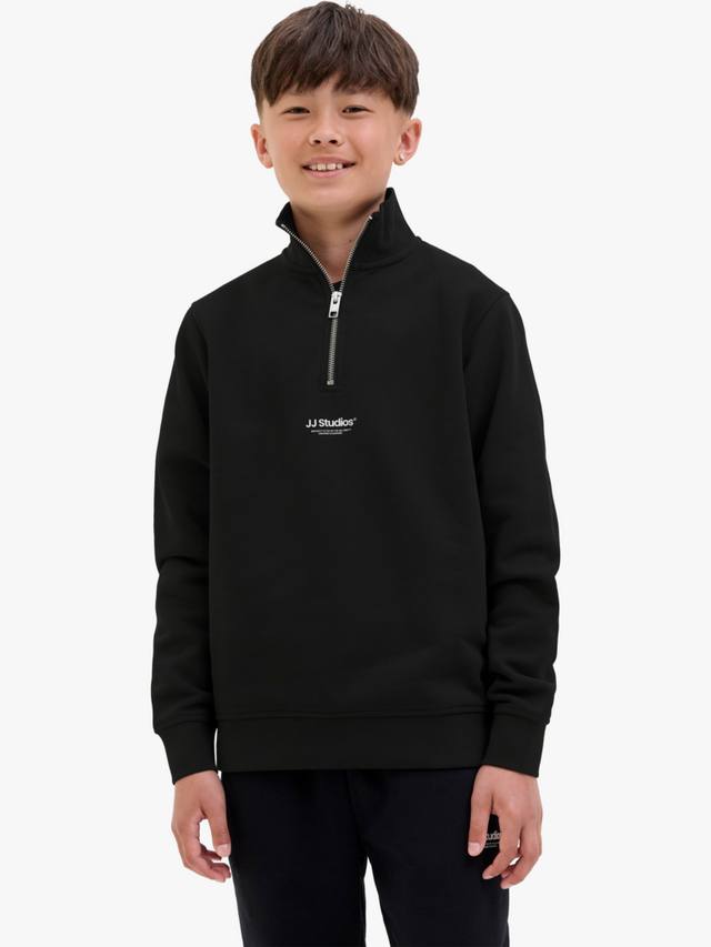 

Детский хлопковый свитер с высоким воротником на молнии Jack & Jones, Black