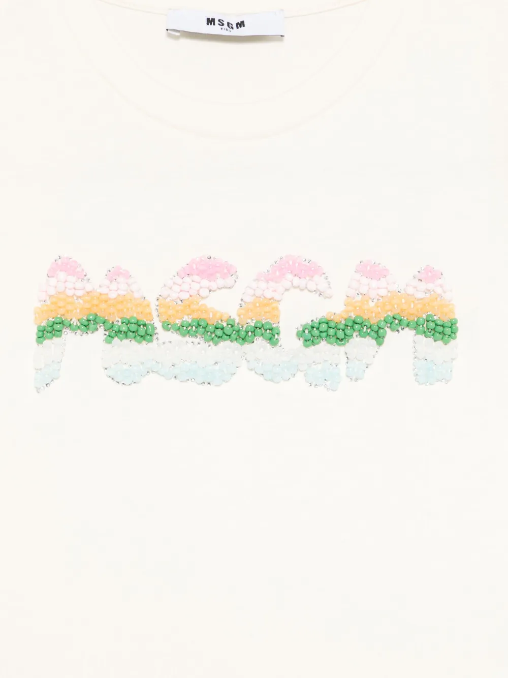 Футболка с логотипом Msgm Kids, светло-бежевый — фото 3