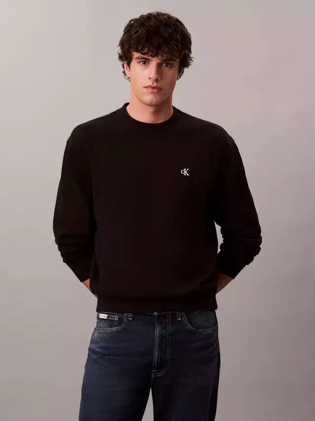 Толстовка с монограммой, черная Calvin Klein