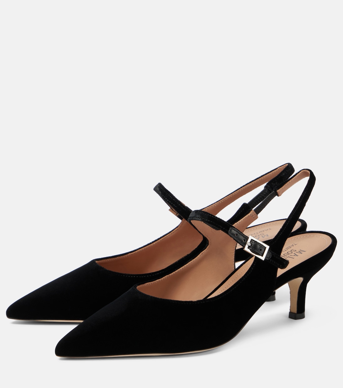 Бархатные туфли Karla 45 с пяткой на пятке Malone Souliers, черный — фото 4