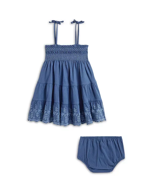Платье и панталоны из хлопкового трикотажа с перфорацией - для малышей Ralph Lauren, Blue — фото 2