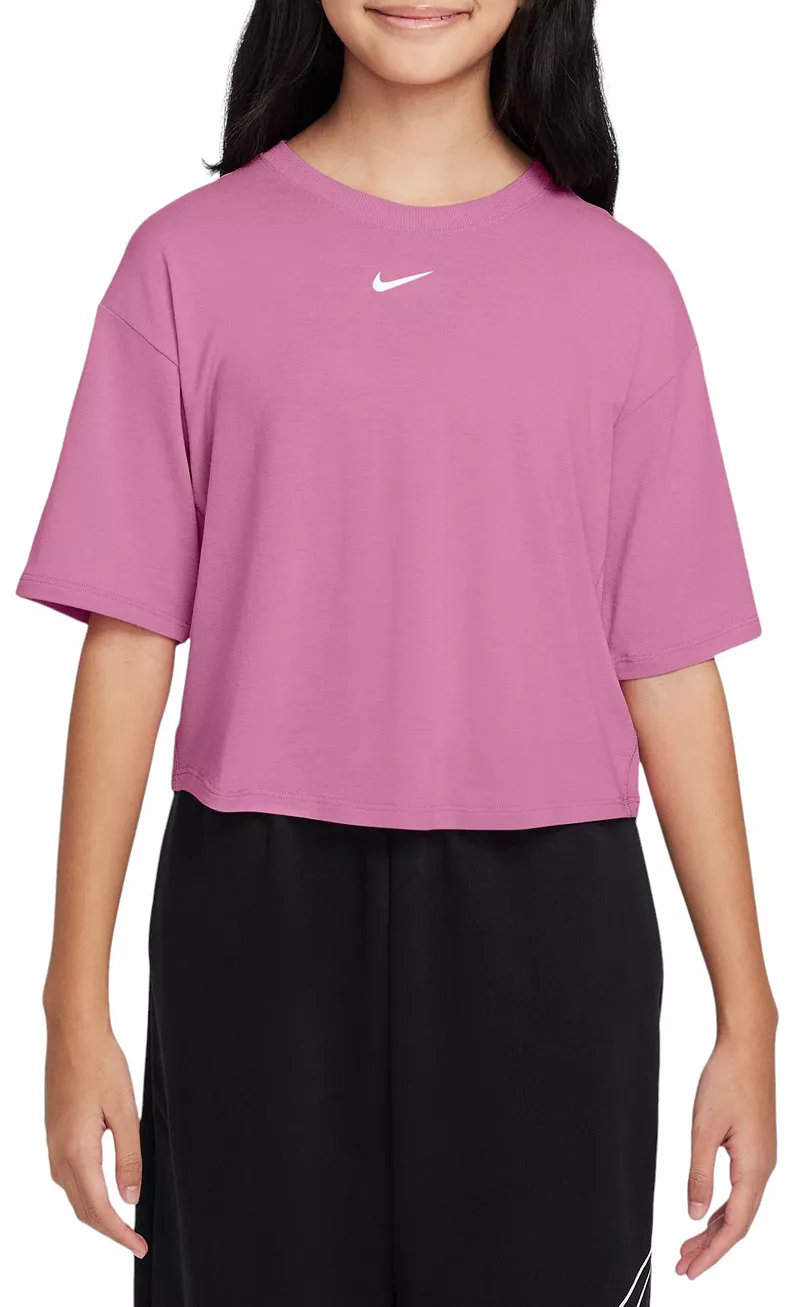 

Свободная футболка Nike Dri-FIT One для девочек, цвет Magic Flamingo