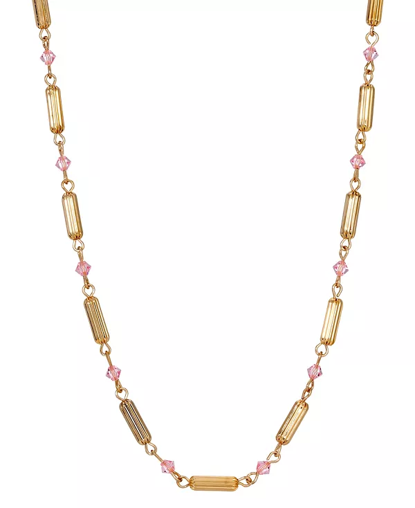 

Ожерелье из хрустальных бусин-трубочек, покрытых 14-каратным золотом 2028, pink