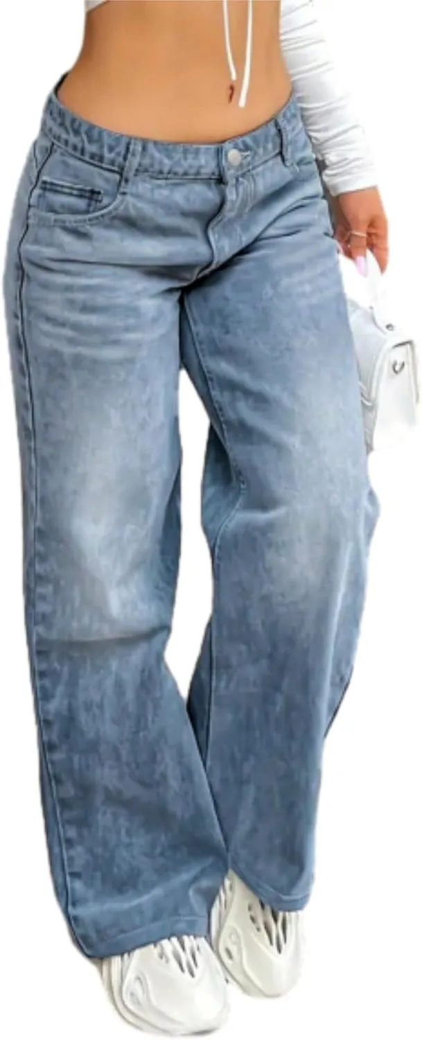 

Брюки джинсы baggy для женщин straight leg casual WGXWGX