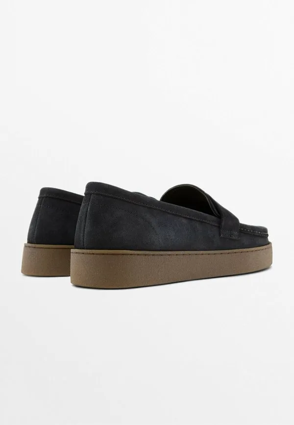 Лоферы со слипонами на карамельной подошве Massimo Dutti, Mottled Dark Blue — фото 4