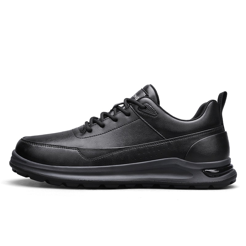 

KANGLONG Мужские повседневные лоу-топы элегантный черный, цвет Elegant Black[Leather Shoe Size: Size 40 in This Model = Athletic Shoes 41]