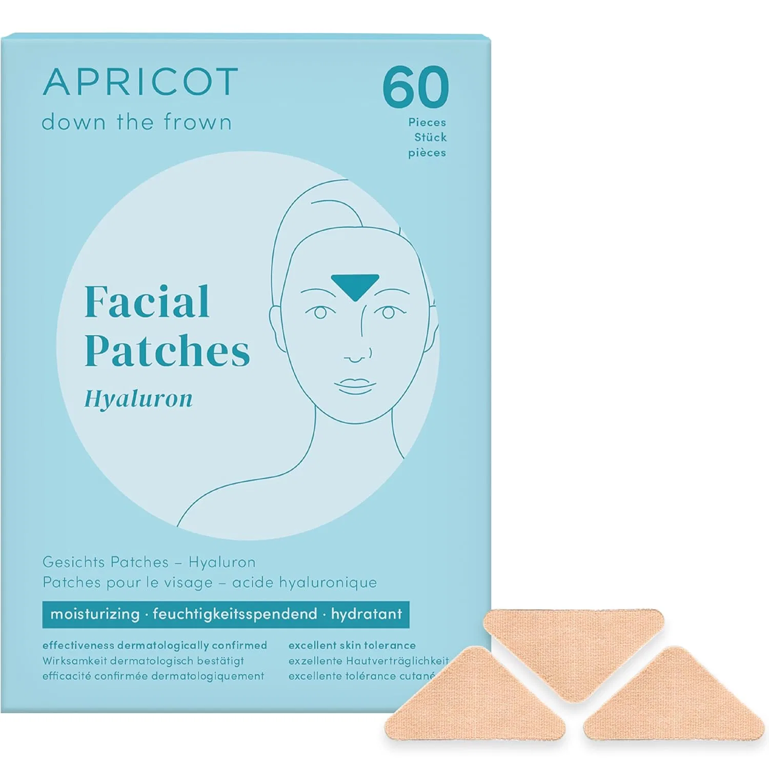 Ночные патчи от морщин «Down the Frown» из органического хлопка от Apricot Beauty (60 шт.) Apricot Beauty & Healthcare, Hyaluronic (Beige)