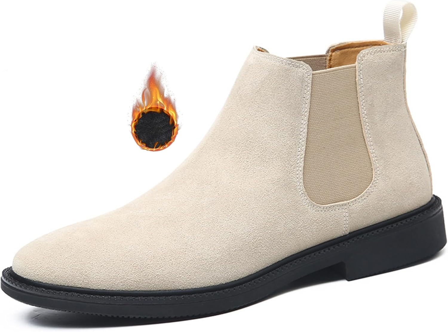 

Мужские замшевые ботинки челси на массивном каблуке, удобные с круглым носком, низким каблуком, без застежки, с боковыми эластичными вставками, классические ботинки челси Nvbuke, белый