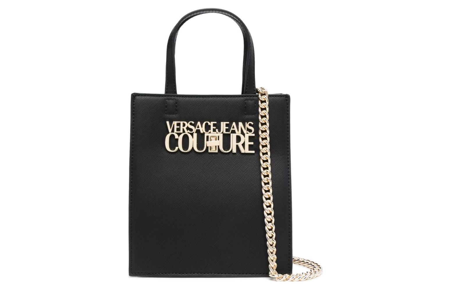 

Полиэстер наплечная сумка, кроссбоди, женская сумка Regular черная VERSACE JEANS COUTURE, Set (Bag+Dust Bag)