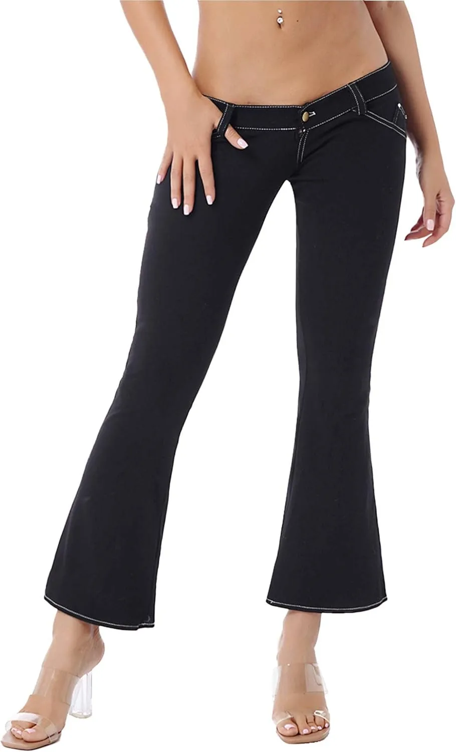 

Женские джинсы JanJean с низкой посадкой, расклешенные, slim fit