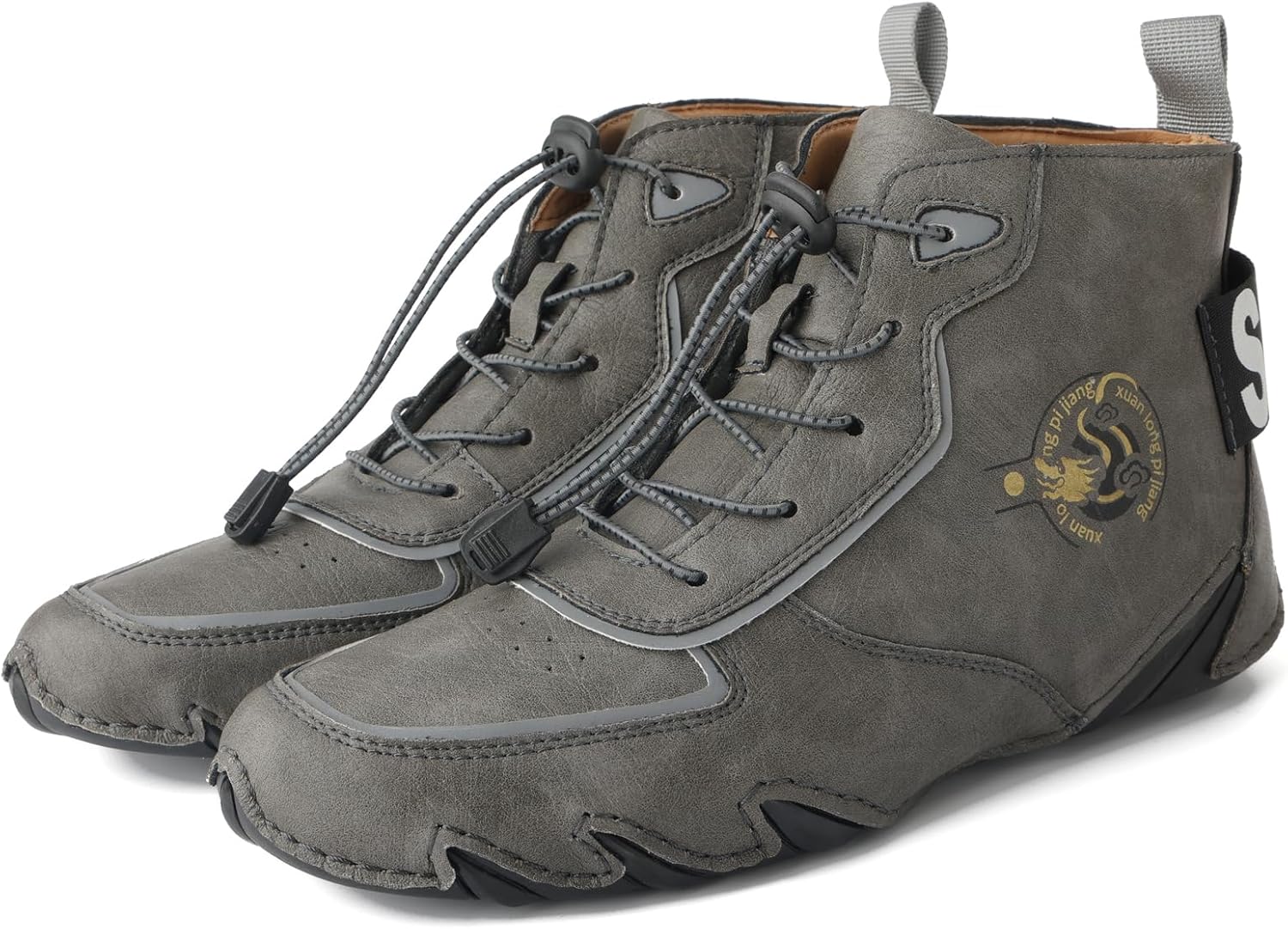 

Мужские повседневные кожаные модные кроссовки, ботинки-чикка на щиколотке, мокасины на легкой подошве, для ходьбы и вождения Abborora, серый