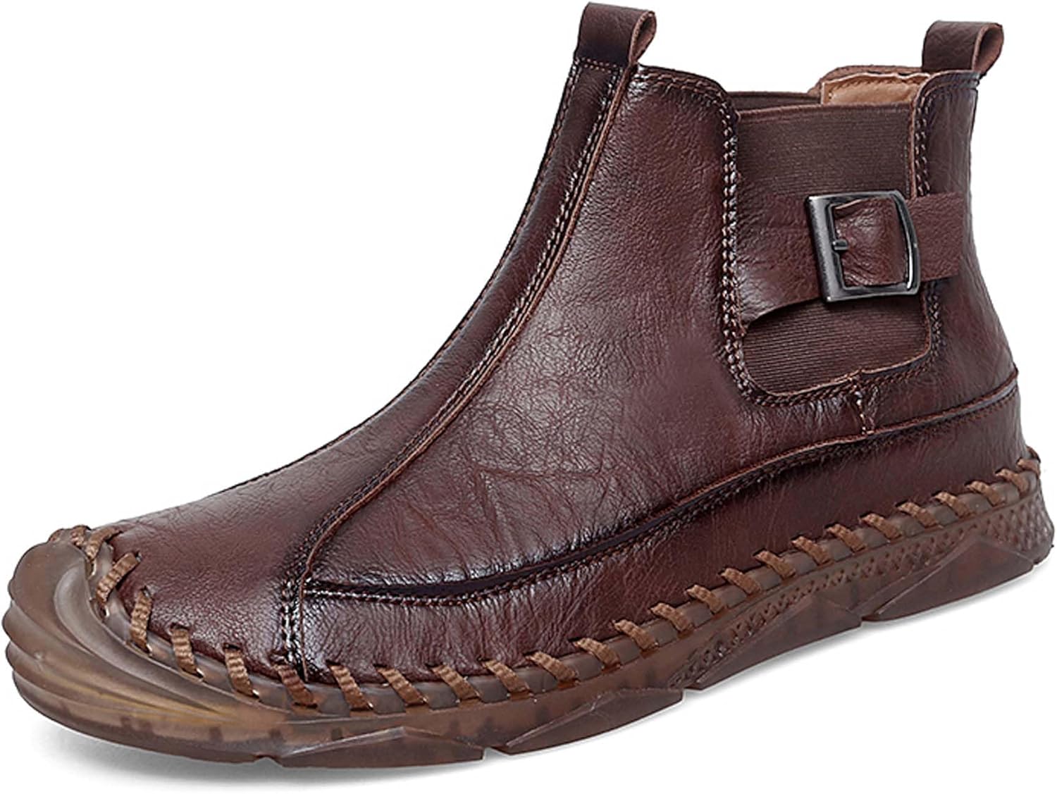 

Мужские ботинки челси в стиле ретро, высокие, с металлической пряжкой, повседневные, формальные, противоскользящие, износостойкие, для активного отдыха, спорта, путешествий, походов Generic, коричневый