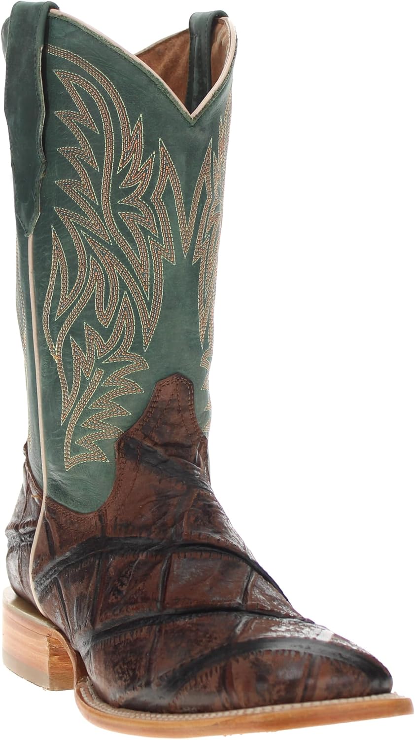 

Мужские ковбойские сапоги Vaccari Logan из настоящей кожи с тиснением под брюшко гигантского аллигатора и широким квадратным носком, Mocha