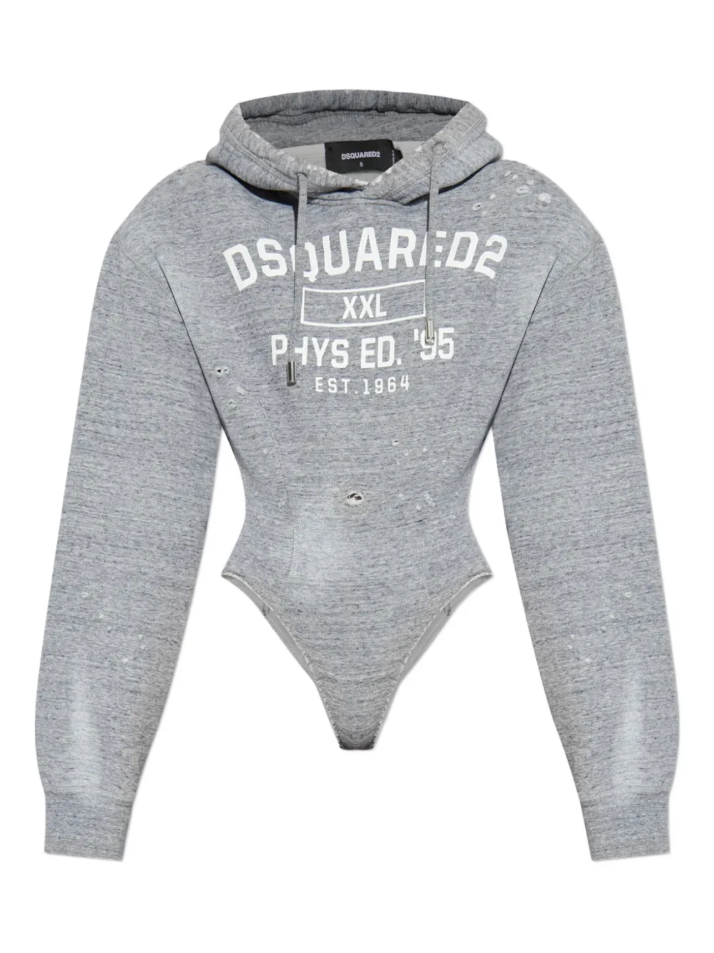 

Боди с капюшоном и эффектом состаренности DSQUARED2, серый