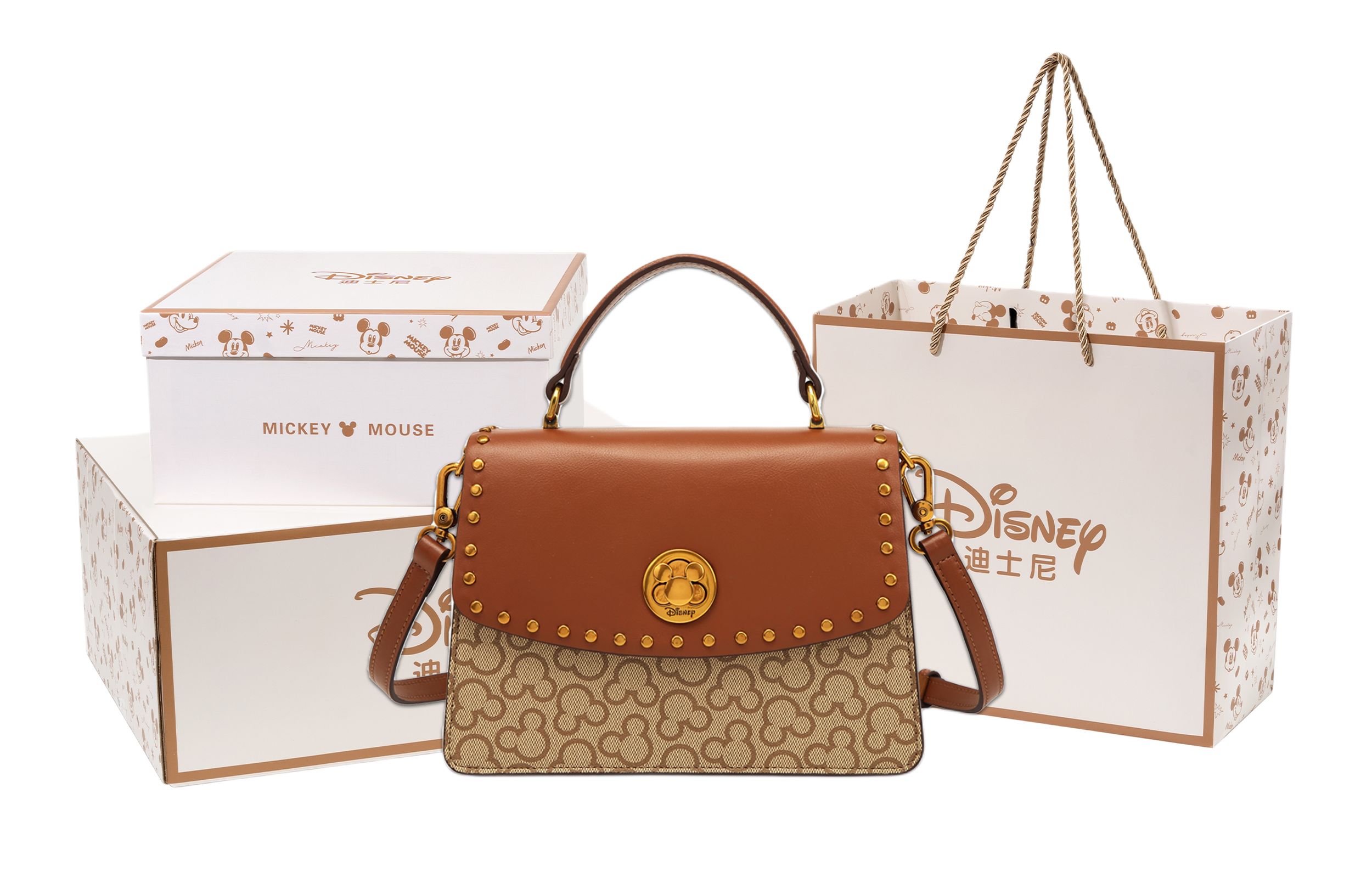 

Disney Микки Серия ПВХ наплечная сумка через плечо женская сумка в стиле Майяр коричневый, Maillard Style Brown