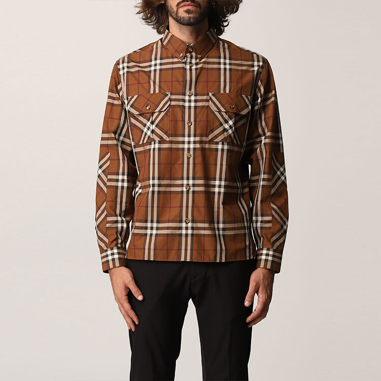 Рубашка мужская коричневая Burberry, коричневый — фото 3