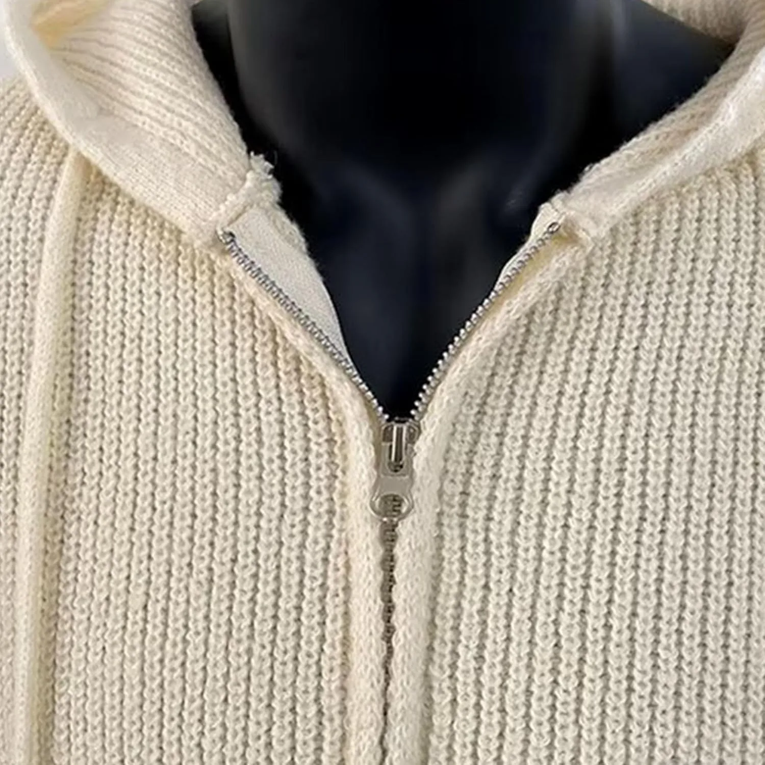 Женский кардиган с капюшоном на молнии, вязаный из шерсти — фото 3