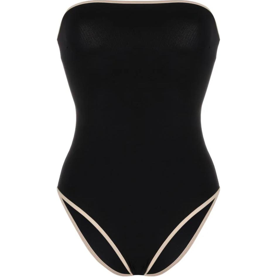 

Полосатый край купальник без бретелей TOTEME, черный