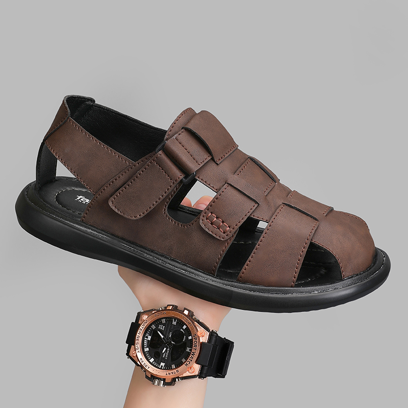 Shiozawa Мужские пляжные сандалии коричневые, цвет Brown — фото 3