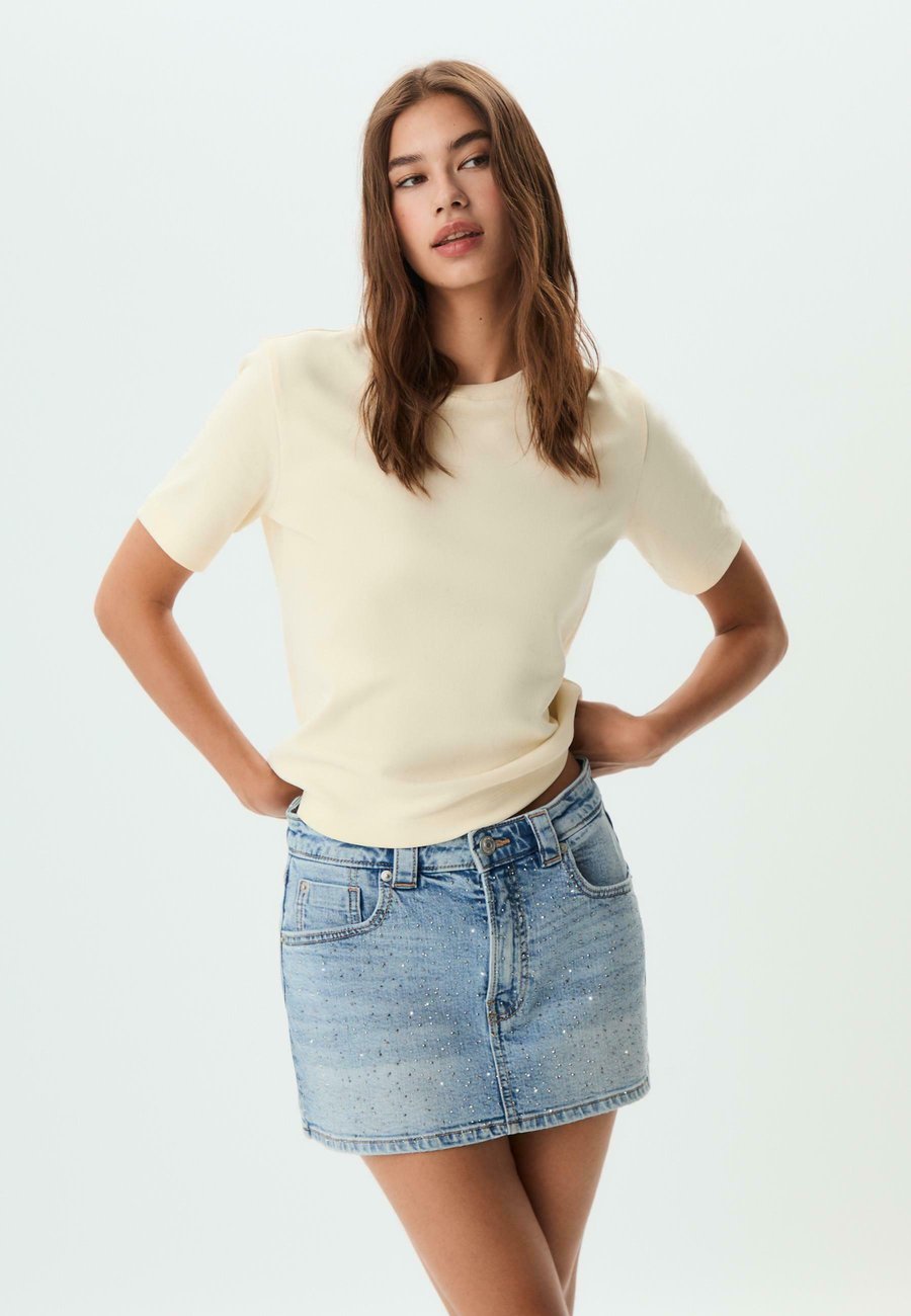 

Юбка Stradivarius D62 SKORT WITH RHINESTONES, Blue Denim