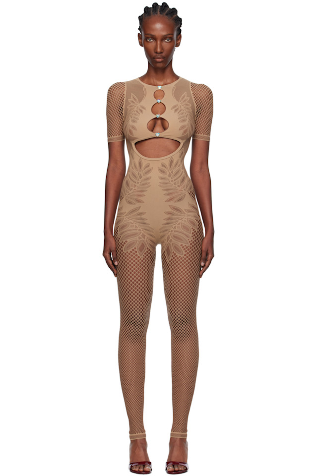 

Комбинезон с вырезанными листьями Dinero Poster Girl, бежевый