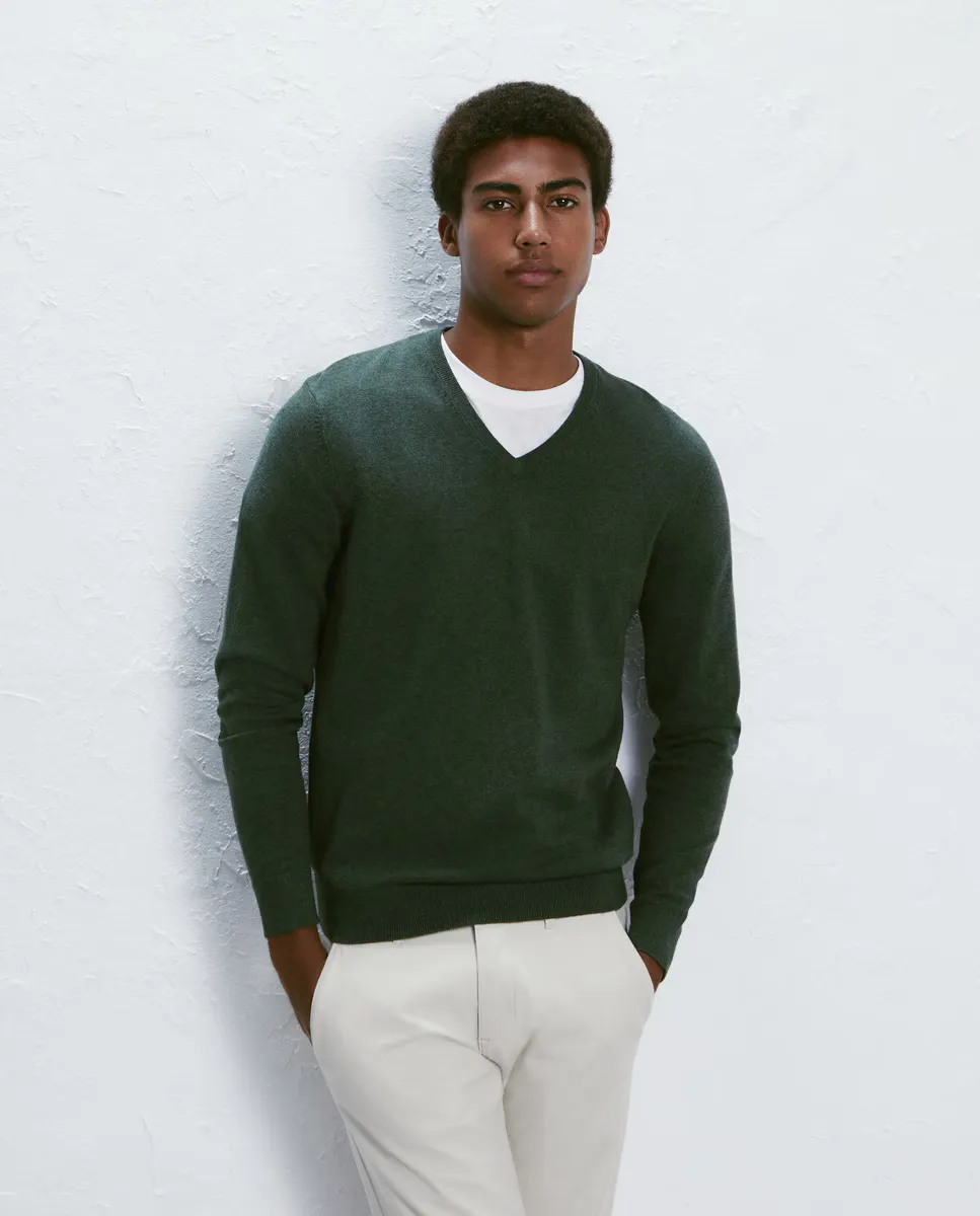 

Мужской свитер с V-образным вырезом Easy Wear, цвет Verde Musgo