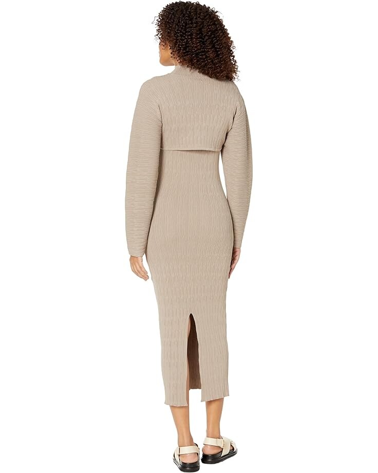 

Платье MOON RIVER Textured Midi Sweaterdress with Matching Turtleneck Bolero, цвет Taupe