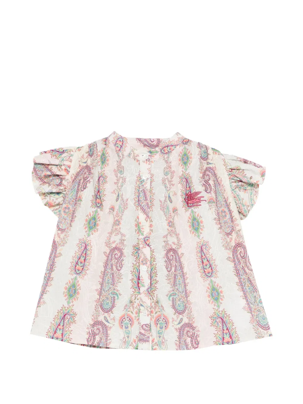 Блузка с оборками и узором пейсли Etro Kids, розовый