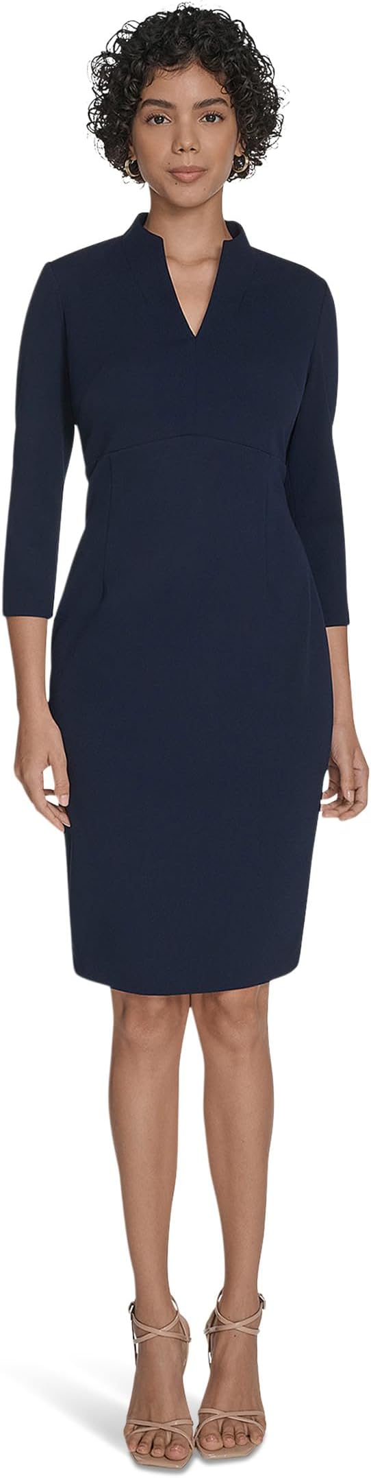 

Платье Calvin Klein 3/4 Sleeve V-Neck Sheath, цвет Indigo