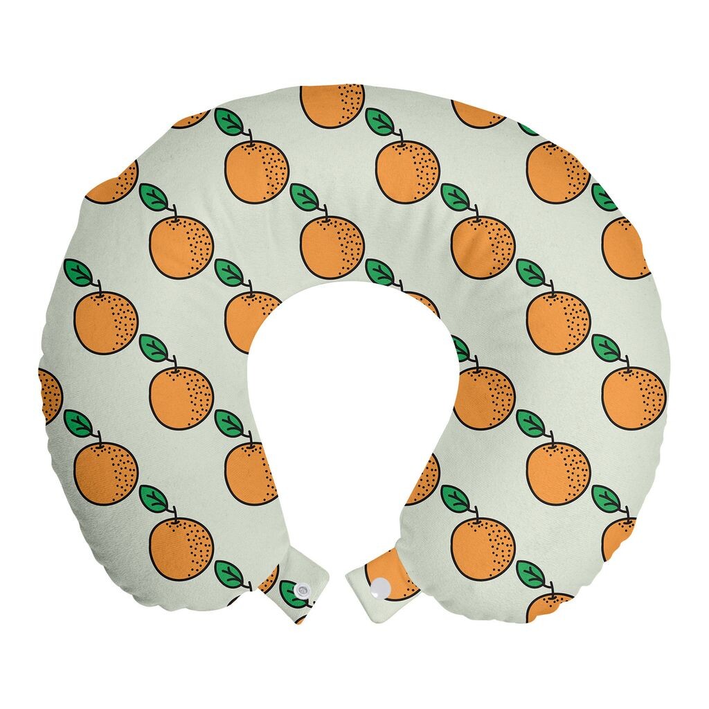 

ABAKUHAUS Fruit Travel Подушка для шеи, нарисованные вручную апельсины в горошек, пенопластовые дорожные принадлежности для самолета и автомобиля, 30x30 см, оранжевый и зеленый