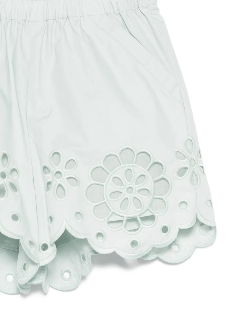 Шорты с цветочными аппликациями и фигурным краем ZIMMERMANN Kids, синий — фото 3