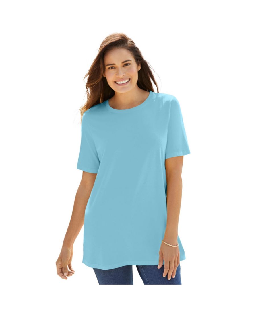 

Футболка с коротким рукавом и круглым вырезом идеального размера для полных женщин Woman Within, Seamist blue, Синий, Футболка с коротким рукавом и круглым вырезом идеального размера для полных женщин Woman Within, Seamist blue