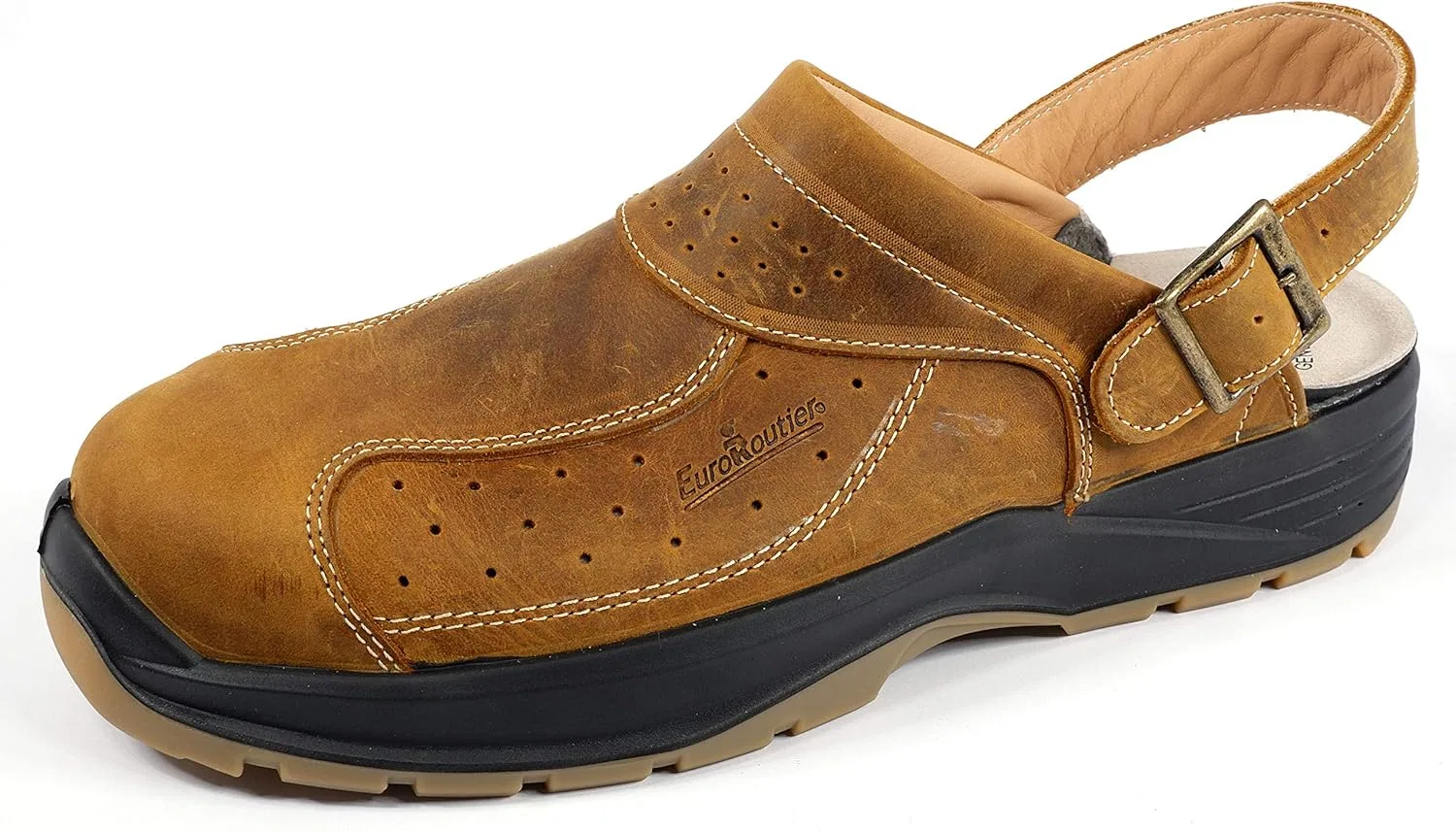 Кожаные сабо EuroRoutier Premium Leather Tucson Brown, сертифицированы по стандартам SB+A+E+FO+SRC, защитные сабо — фото 2