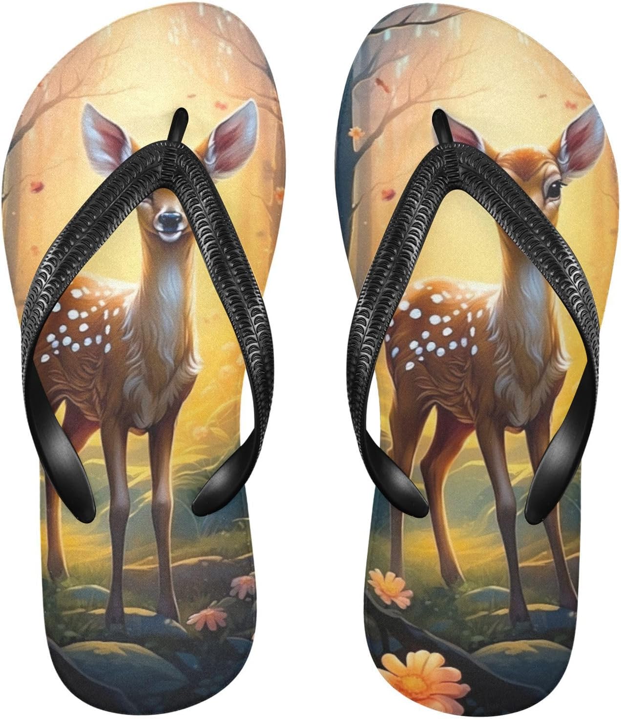 

Женские и мужские пляжные шлепанцы Flower Woods с милым оленем, летние повседневные сандалии для душа 20856588 Kfbe, Deer