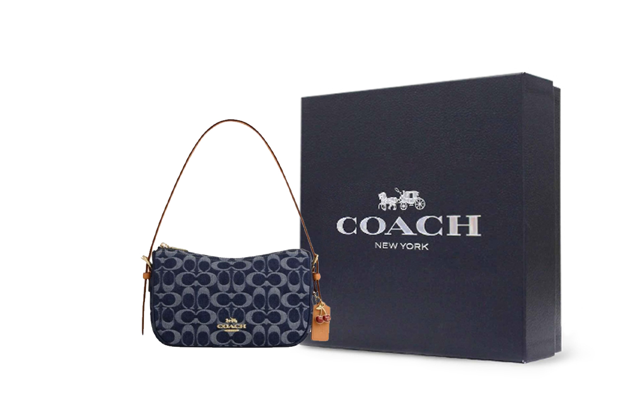 

COACH Тканевая сумка через плечо среднего размера женская джинсовая синяя