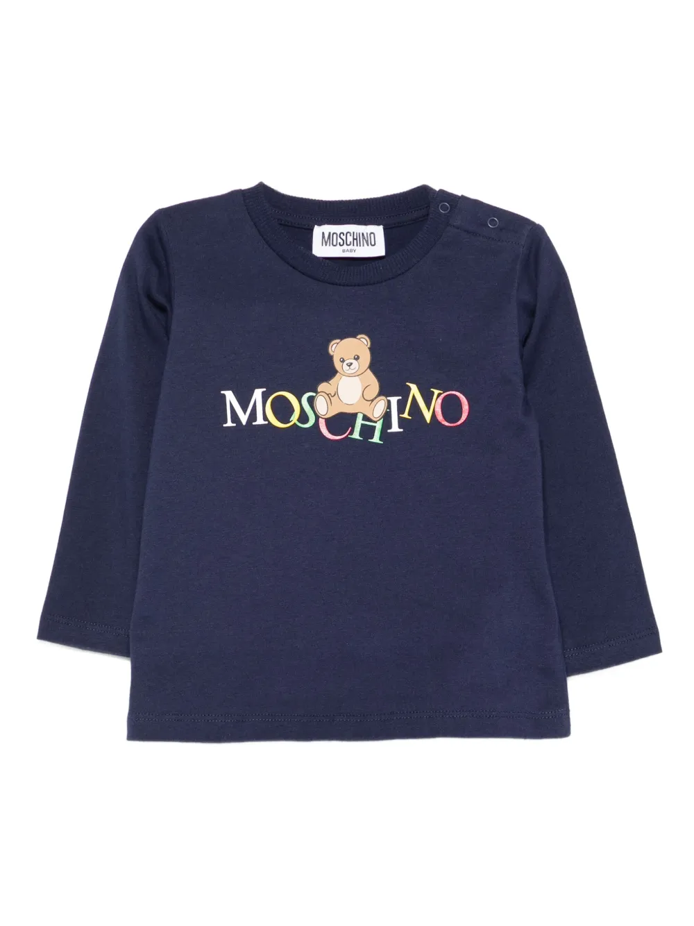 

Топ с длинными рукавами и принтом Тедди Moschino Kids, синий