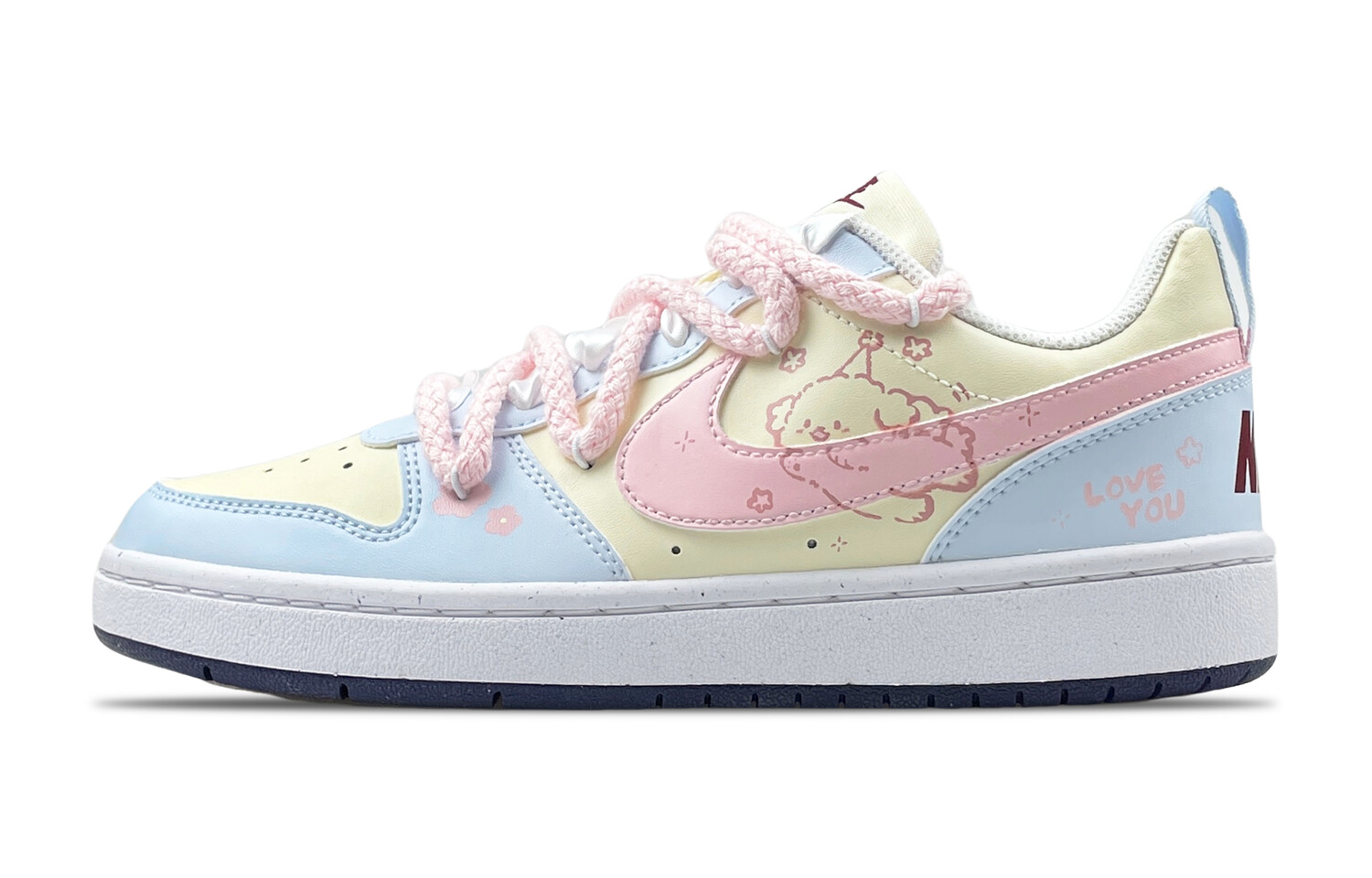 

Кроссовки Nike Court Borough Skateboarding Shoes Women's Low-top Yellow Pink, синий