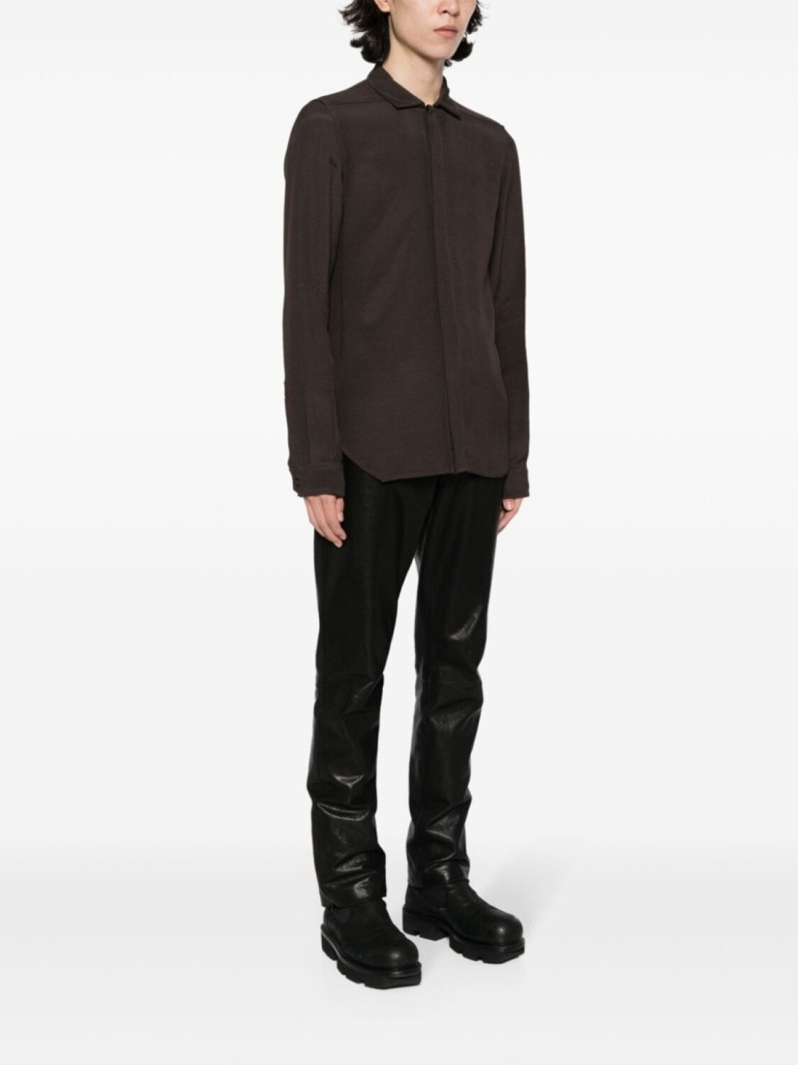 Rick Owens рубашка с длинными рукавами, коричневый — фото 2