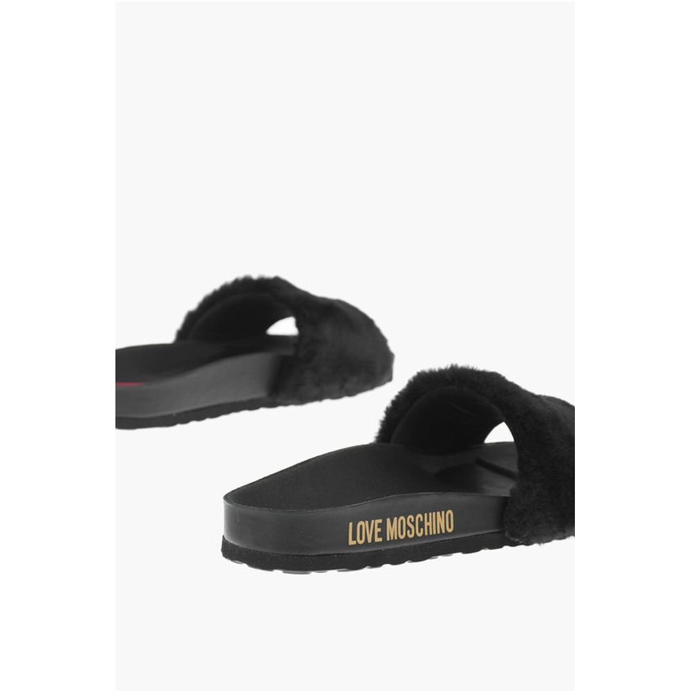 LOVE Сандалии из искусственного меха BIRKI30 слайдеры Moschino, Black — фото 2