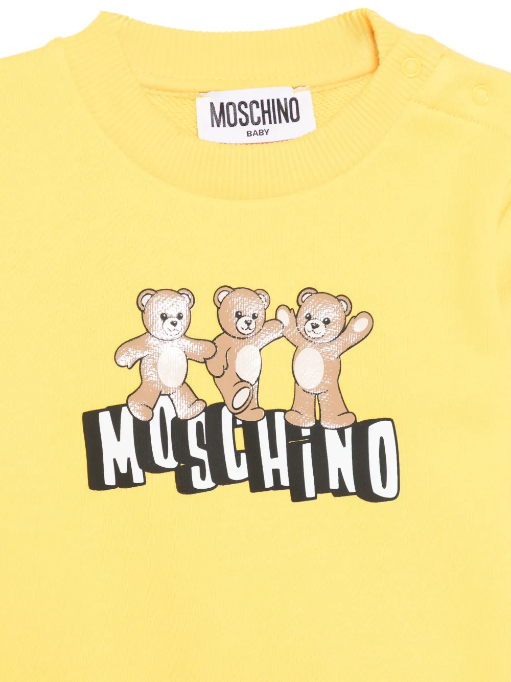 Свитшот с логотипом Teddy Moschino Kids, желтый — фото 3