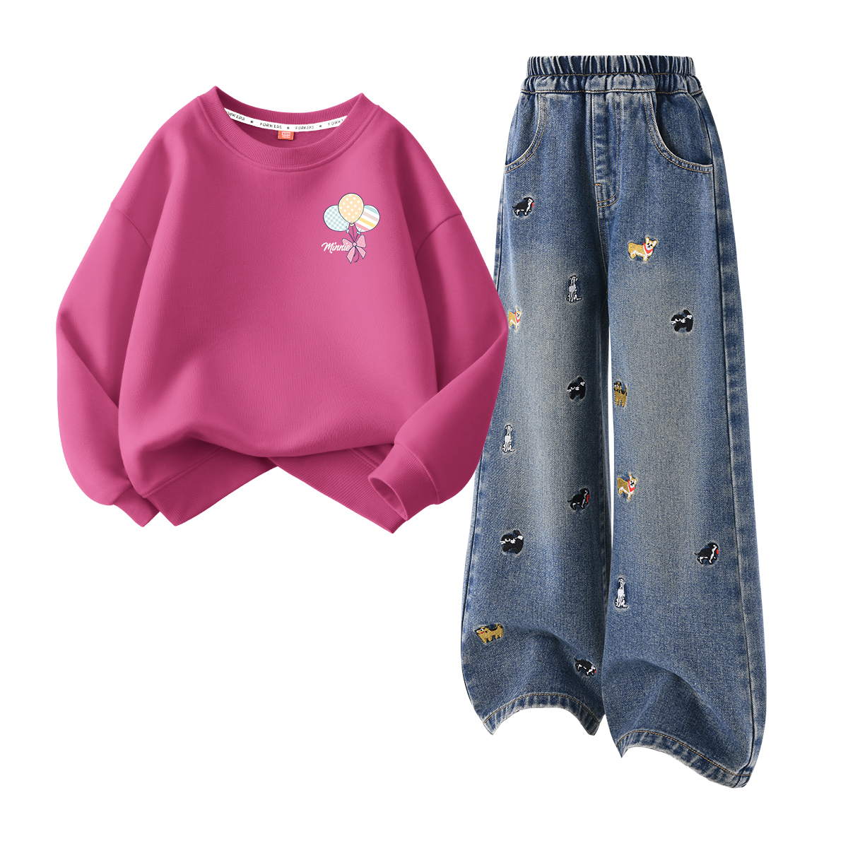 

Детская повседневная спортивная одежда Disney, Di Balloon Berry Red+Solid Color Denim Blue