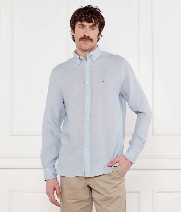 

Льняная рубашка пигментно окрашенная Regular fit Tommy Hilfiger, синий