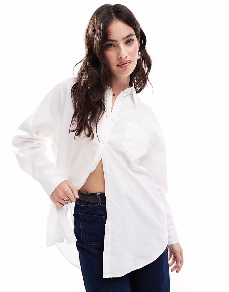 

Рубашка свободного кроя из белого поплина Cotton On White