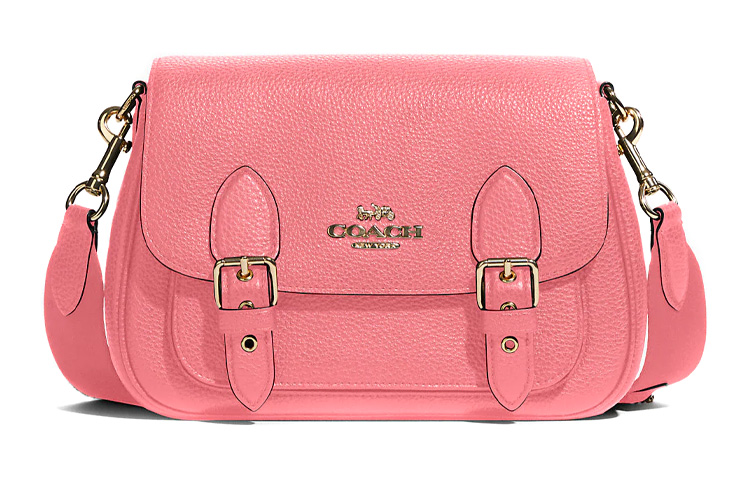 

COACH Сумка через плечо lucy pebbled leather, кросс-боди средний women's toffee pink & gold zippers
