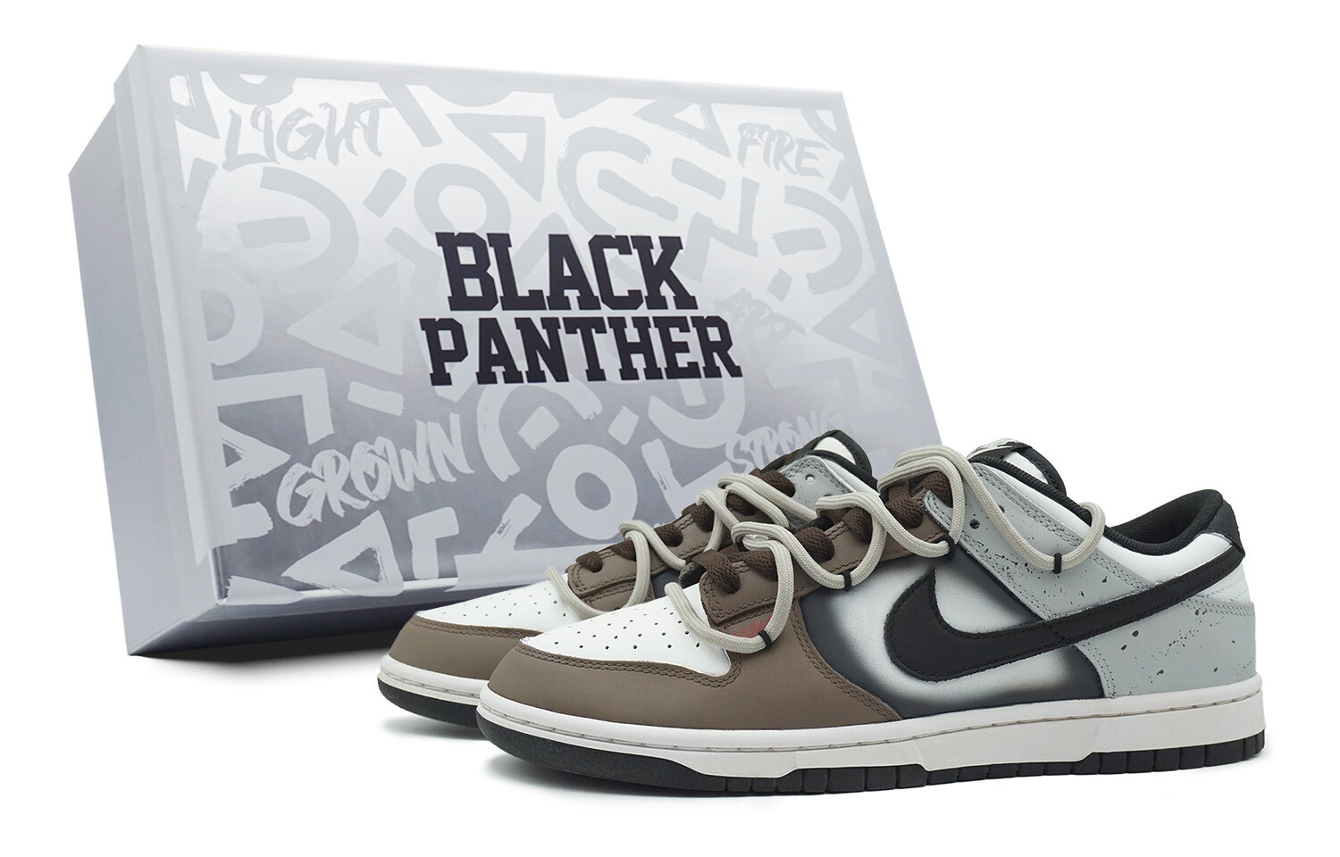 

Кроссовки Nike Dunk Skateboarding Shoes Men Low-top Brown/White/Gray/Black, коричневый