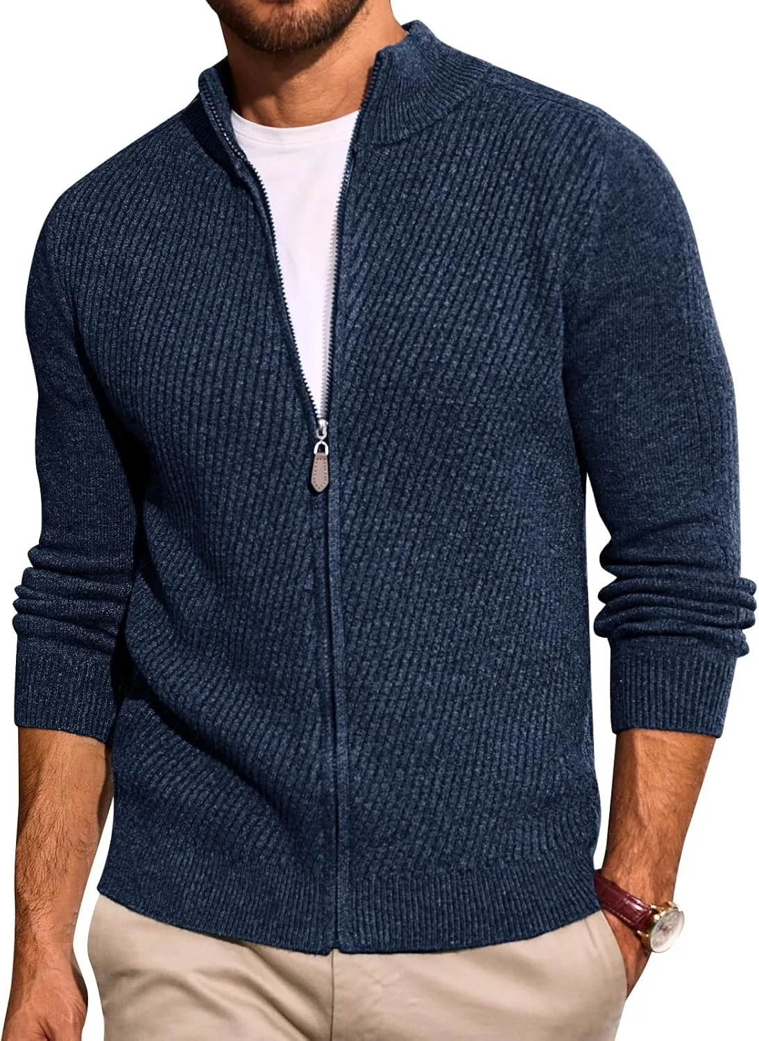 

Runcati мужской кардиган на молнии Casual Slim Fit с воротником стойкой