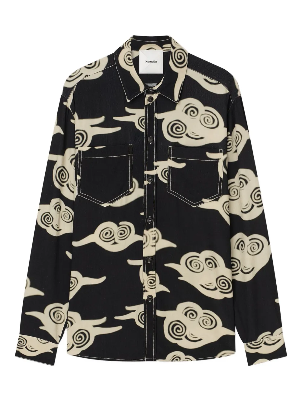 

Рубашка с длинными рукавами и принтом облаков Nanushka, черный